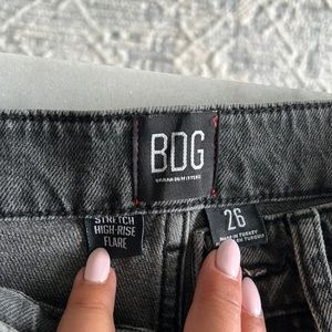 Urban Outfitters ripped black wash flare high waisted jeans